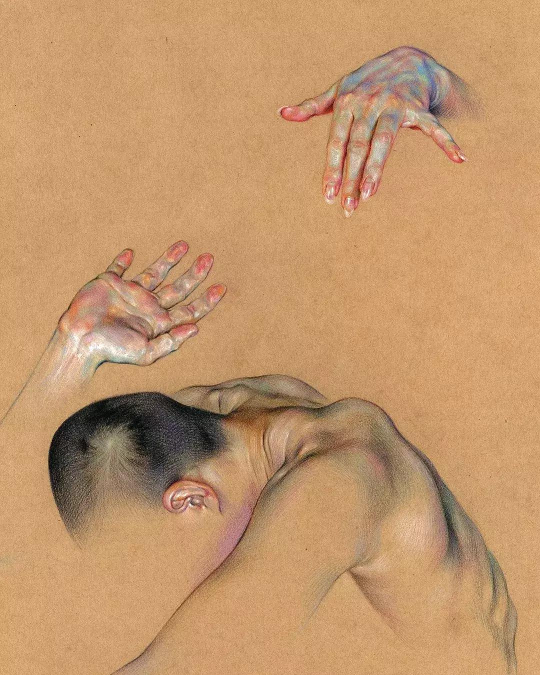 人体彩铅,人体五官彩铅