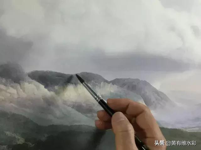 水彩画山风景入门,远山画法入门教程