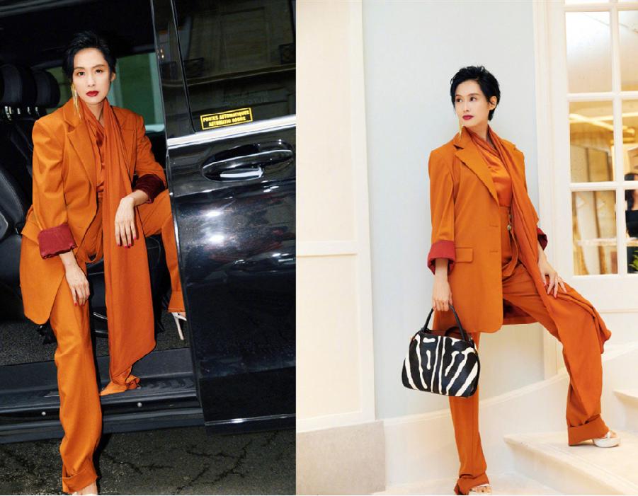 48岁朱茵穿蓝裙,已经47岁的朱茵依旧满脸的灵气