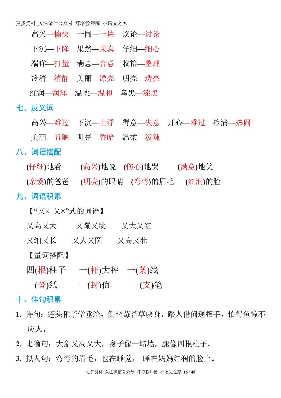 期末复习|部编语文1-6年级全册重要知识点331页+(可打印)