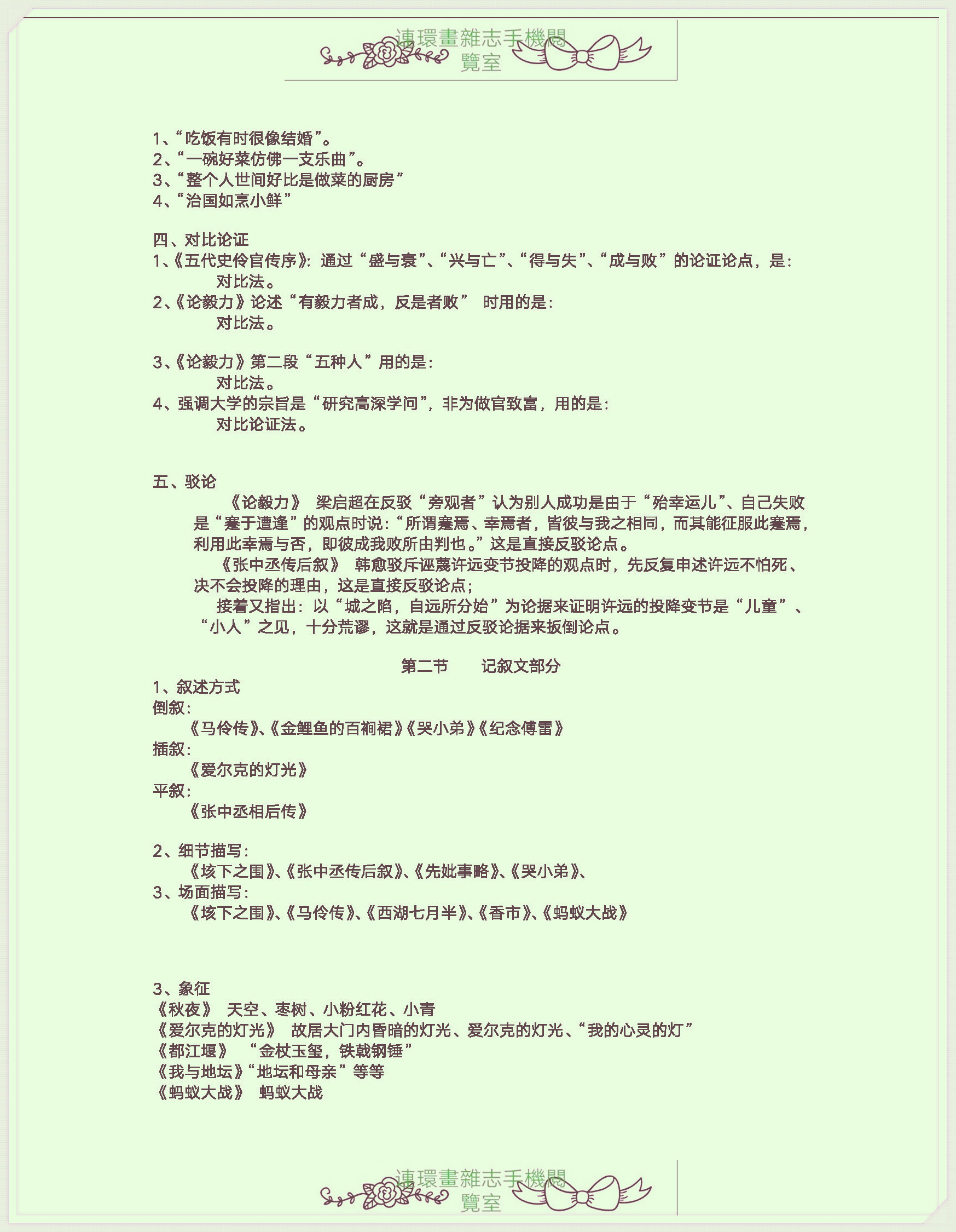 自考.大学语文.各篇要点