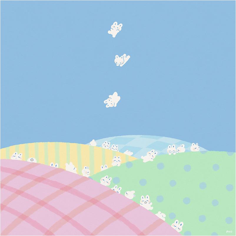 类似于粉兔兔的插画,兔耳少女插画日本