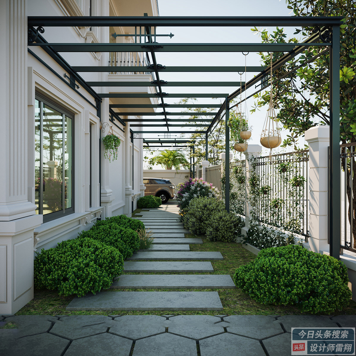 第五代住房空中庭院可停车,带停车位的小庭院设计效果图