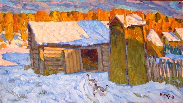 油画色彩风景,简单的风景画作