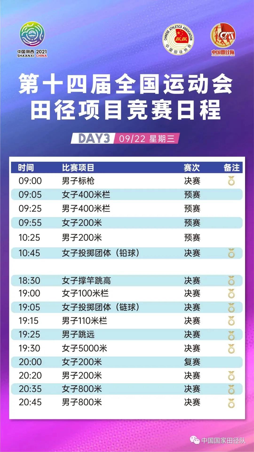 中国陕西2021全运会,2021全运会赛程时间表