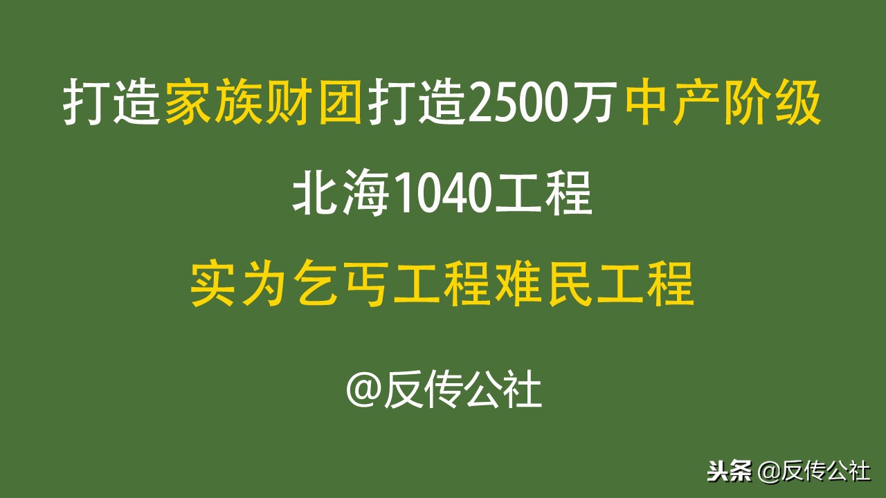 打造家族财团2500万中产阶级北海1040工程实为乞丐工程难民工程