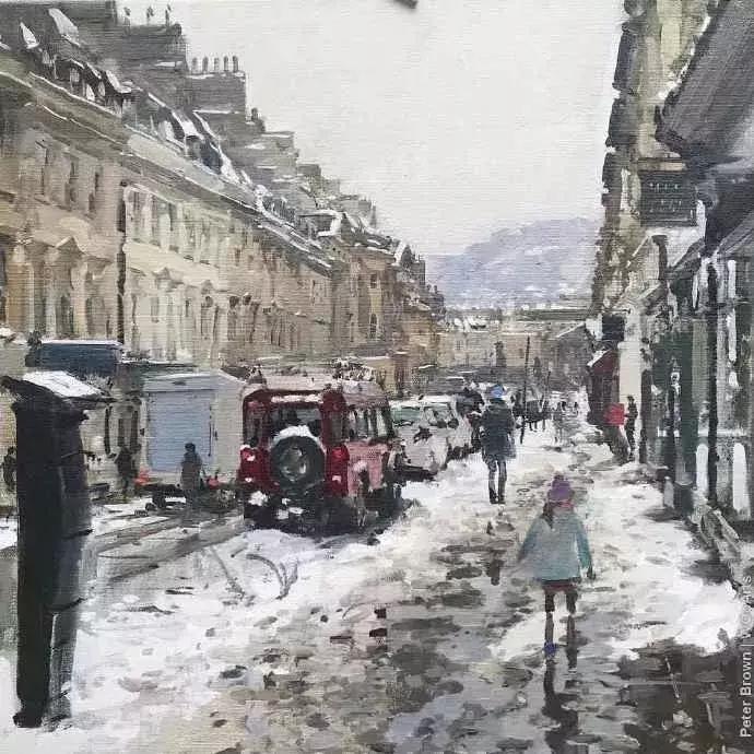 欧洲油画秋日街景,peterbrown油画从哪里买