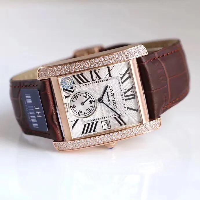 卡地亚坦克系列W5330001英式坦克系列男士两针半全自动机械腕表