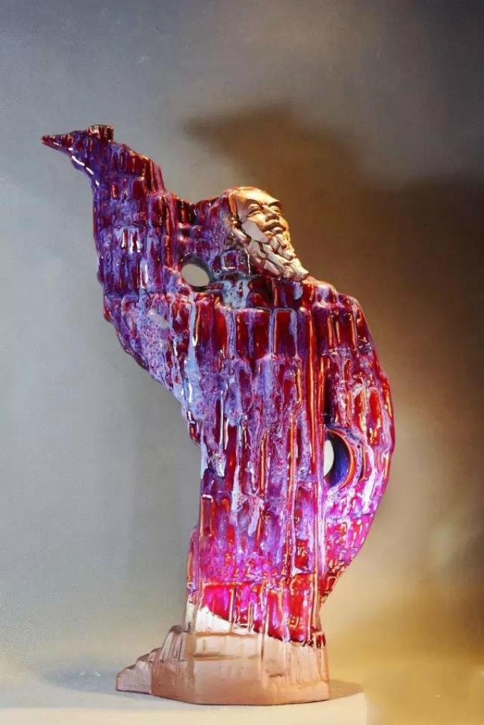 钧瓷瓷器窑变艺术,钧瓷大师贺文奇梅瓶