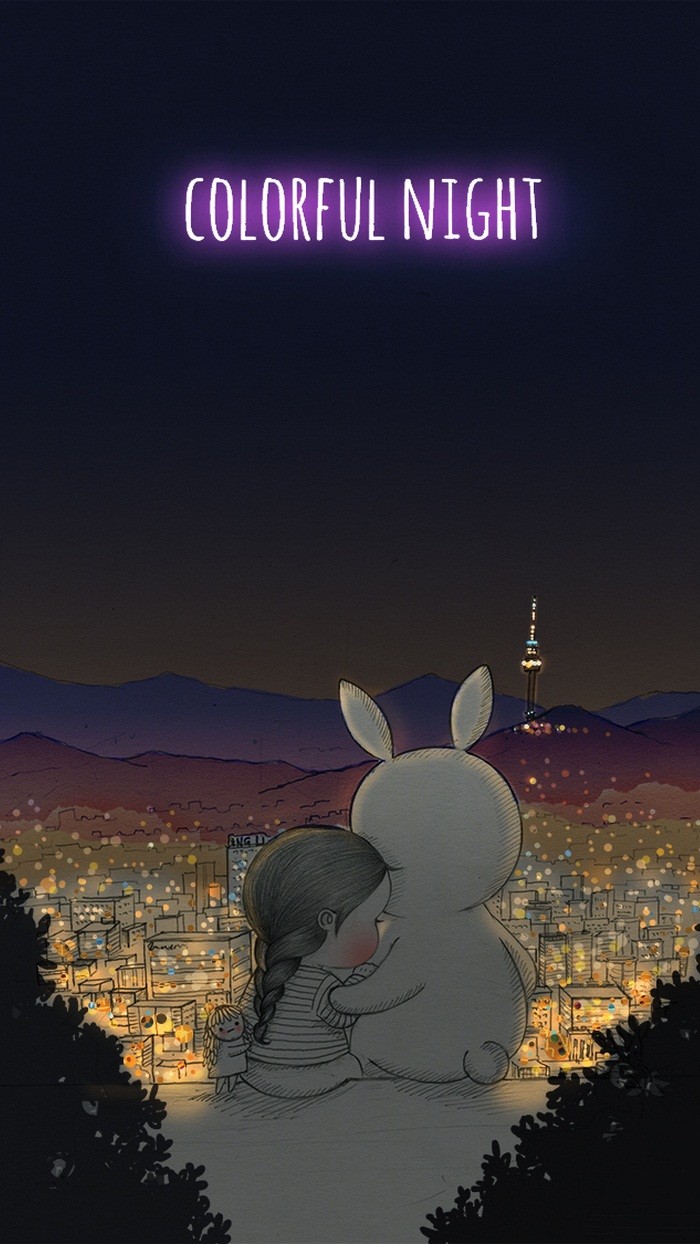 少女与兔子插画,兔子手绘创意插画