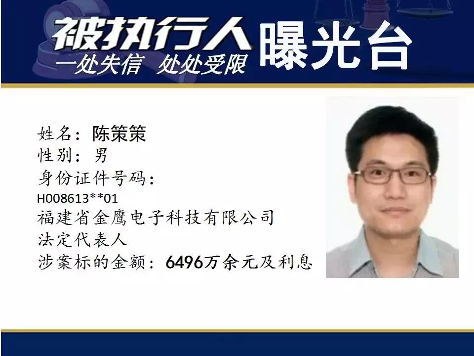 刚刚,泉州曝光一批亿元“负”翁,辉煌水暖申鹭达法定代表人上榜