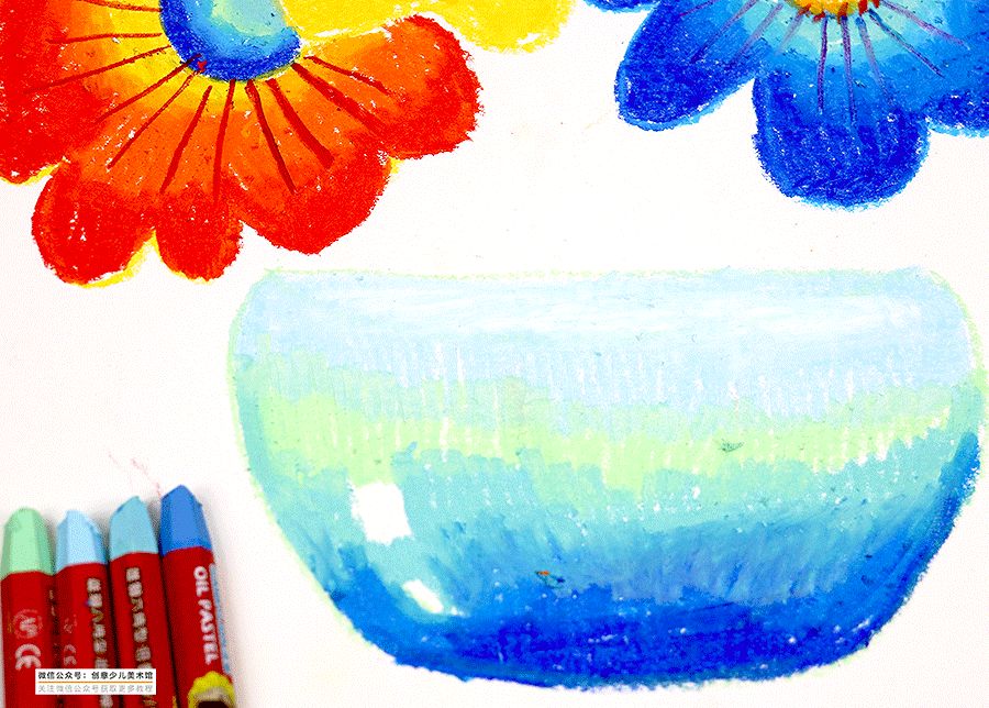 幼儿园油画棒画花朵简单漂亮,油画教程简单儿童画小女孩