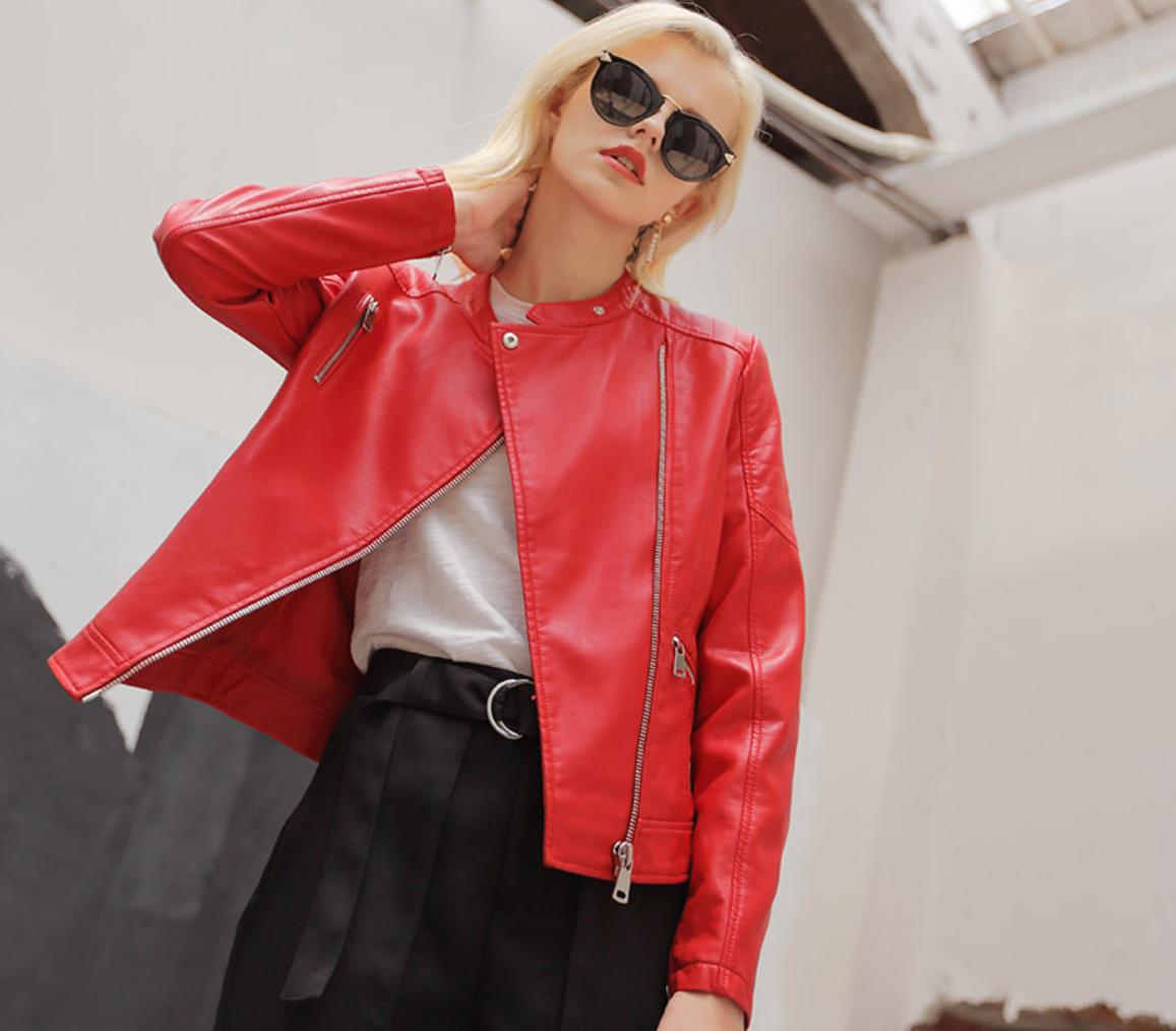 机车风黑色小皮衣外套短款搭配,短款机车皮衣高级穿搭小个子