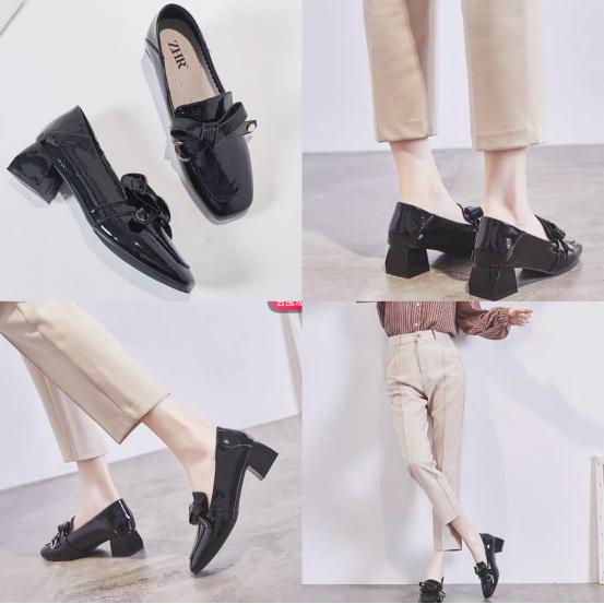 高跟鞋不累脚春季百搭显瘦,高跟鞋英伦风小皮鞋