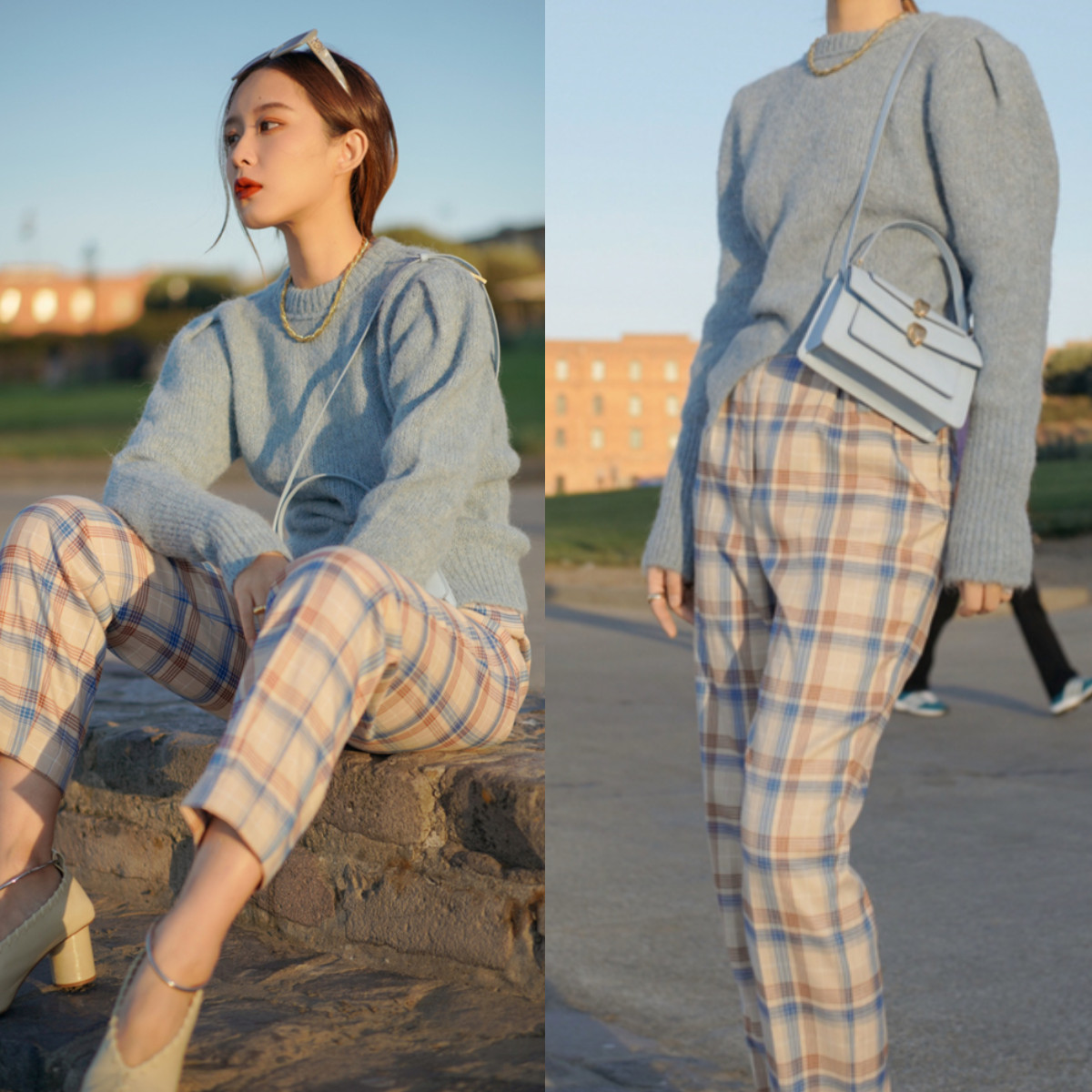 买针织衫选什么面料,焦糖色针织衫显肤色白