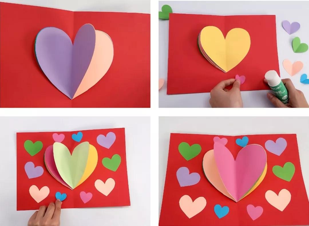 母亲节手工礼物爱心立体贺卡,母亲节送妈妈的手工折纸礼物贺卡