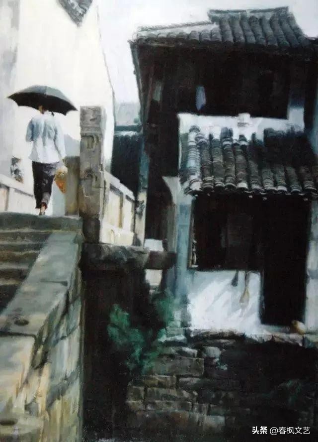 陈逸飞水乡风景图,陈逸飞水乡水墨画