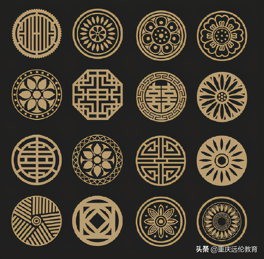 中国风吉祥花边白描图,中国风纹样绘画100例