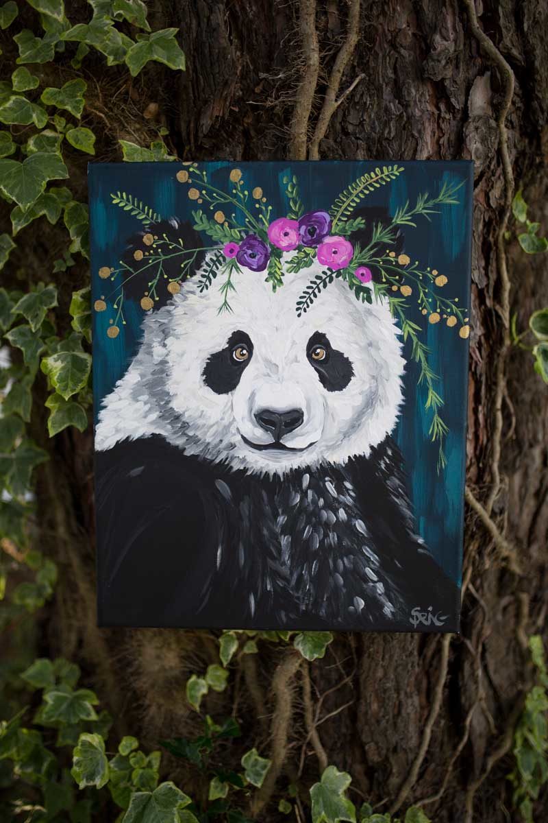 波西米亚风格的丙烯动物肖像，色彩鲜艳充满个性，装饰效果极强