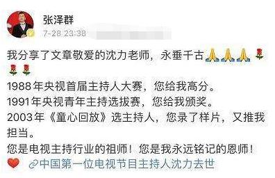 中国第一位电视播音员沈力去世,中国第一代播音员沈力去世