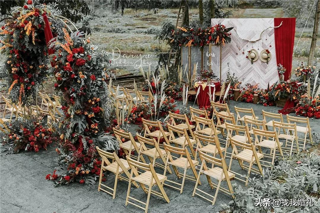 极简西式婚礼户外布置,法式复古婚礼户外效果