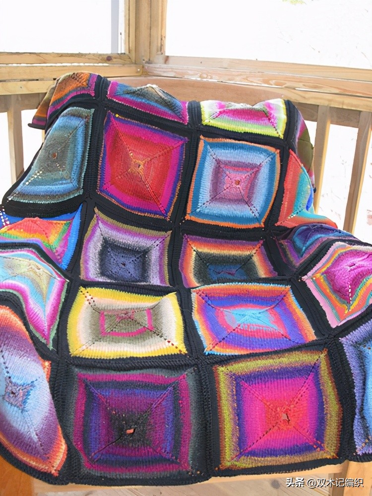 棒针编织漂亮的方块毯子,编织毯子棒针花样左右交叉