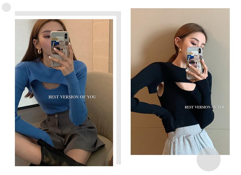 袖套毛衣时尚,最近很火的袖套毛衣蓝色