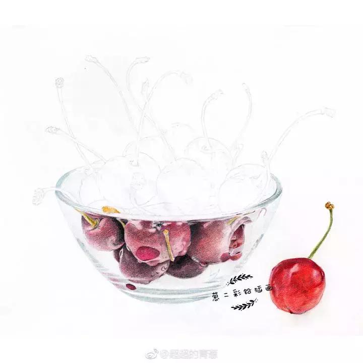 彩铅樱桃的教程步骤图解,樱桃彩铅教程