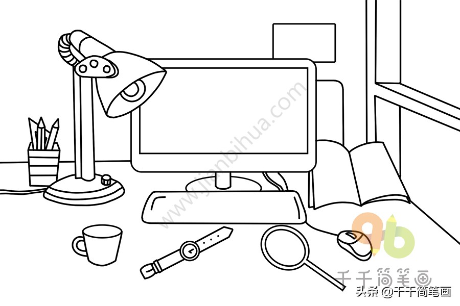 书桌简笔画简单又好看加凳子,学会整理书桌和房间的简笔画