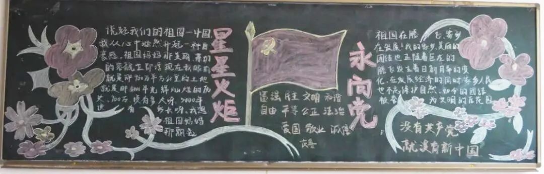 爱党爱国努力学习实现自我黑板报,知党恩跟党走主题黑板报图片