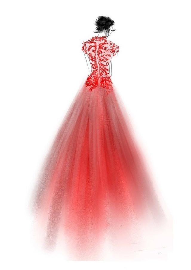 服装设计礼服素描手稿,著名设计师服装设计手稿