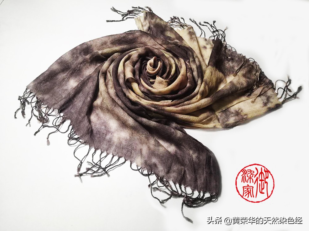 草木染纯手工围巾,手工染羊绒围巾