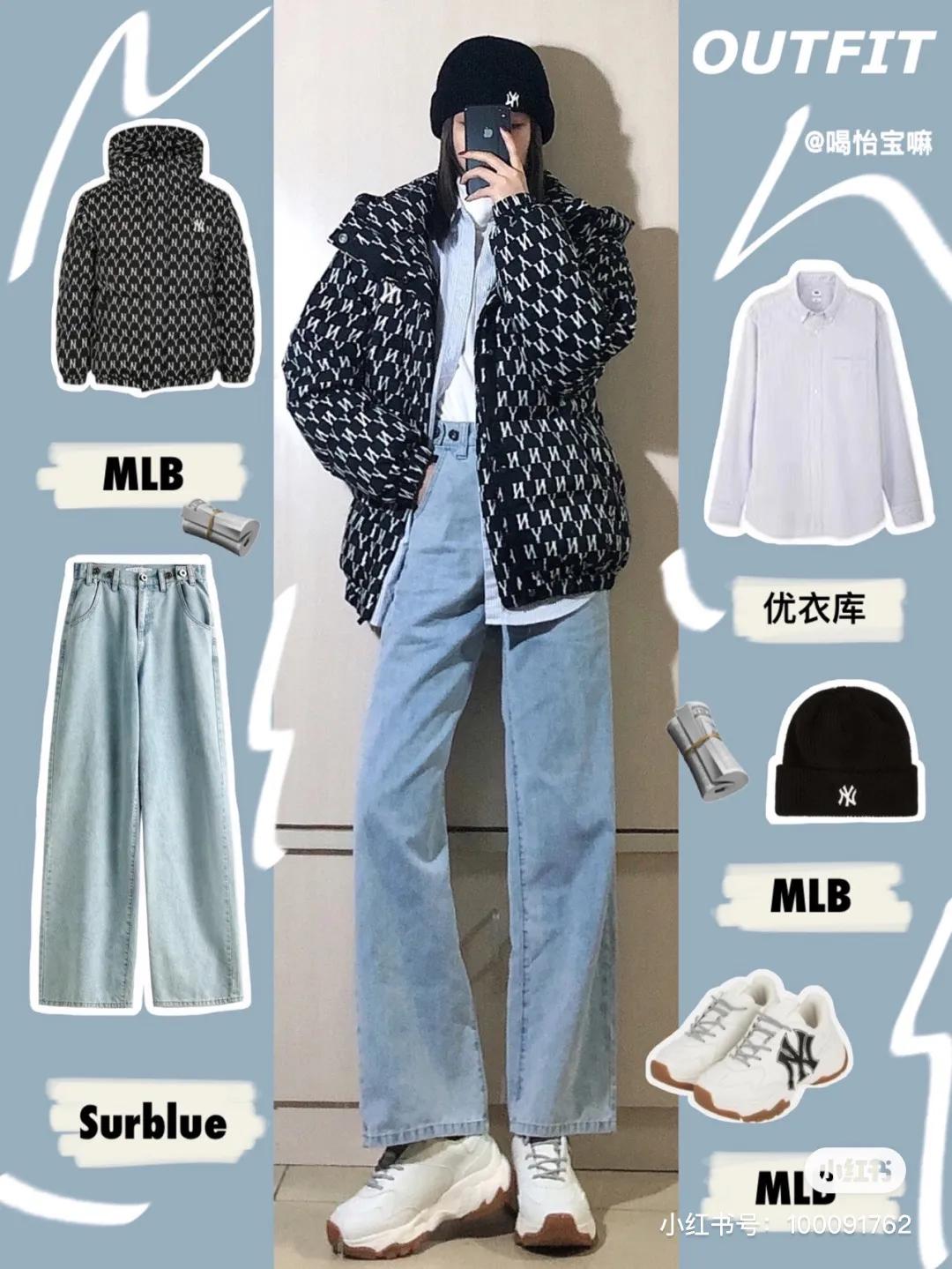 MLB羽绒服经典老花款，妥妥的潮流感和高级感，穿着过年是真爱了