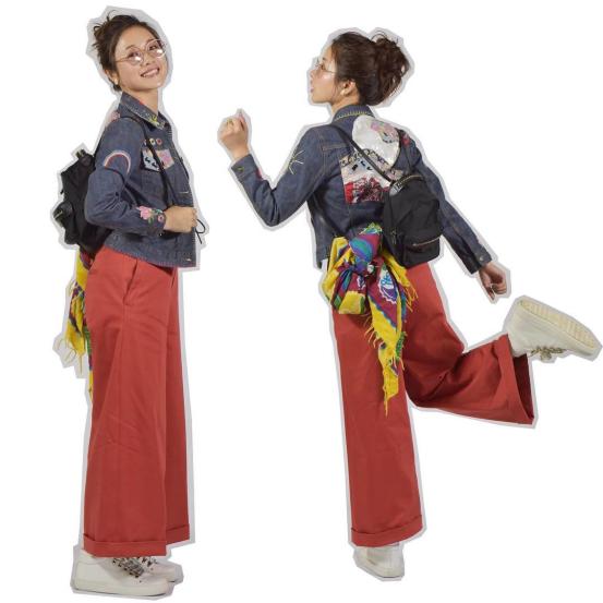 石原里美的短发穿搭,石原里美穿红衣服搭绿围巾