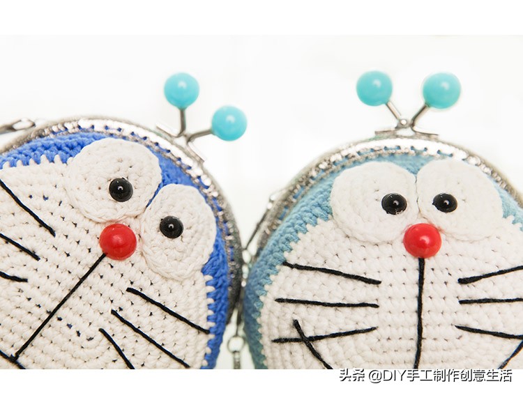 钩编的口金包零钱包：蓝胖子、叮当猫、机器猫，有详细教程