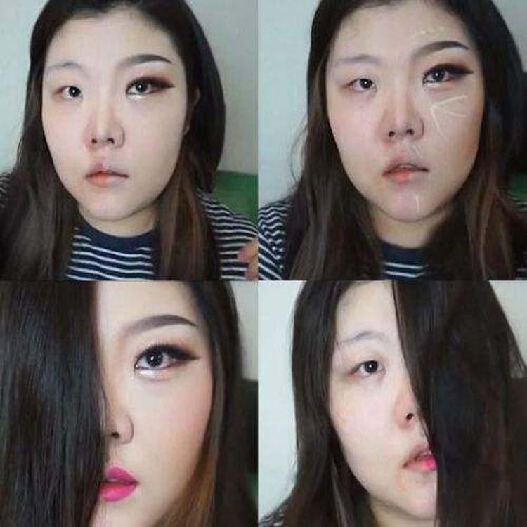 化妆与不化妆的对比照，第二张我彻底服了