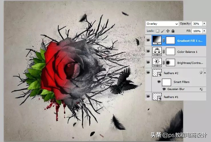 ps怎么把玫瑰变成金黄色,ps蝴蝶和鲜花合成