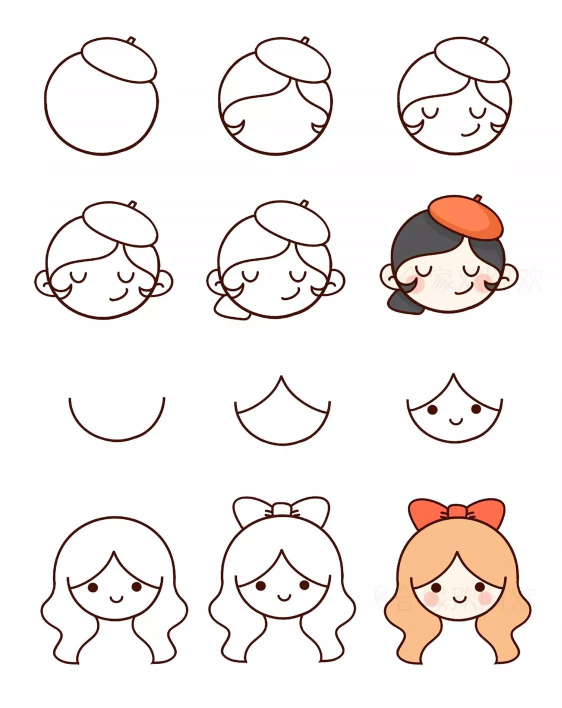 10000种可爱图案简笔画小人,在思考的小人怎么画儿童简笔画