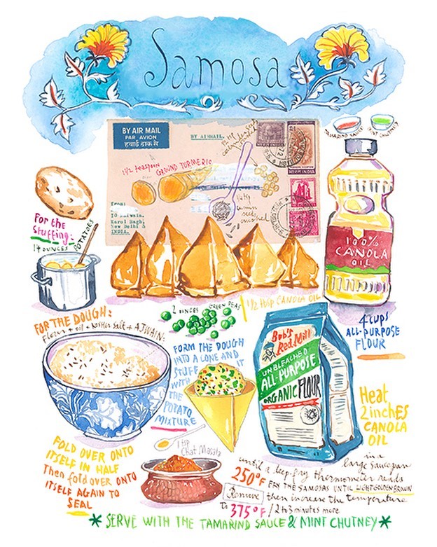 吃货插画师的美食日志，水彩食物插画：精美的手账学习素材