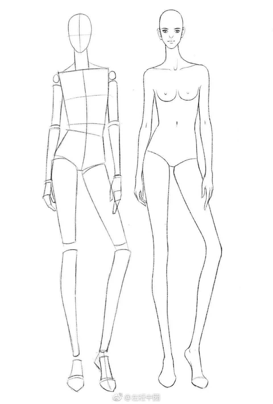 手绘服装画身体,手绘人物服装画法