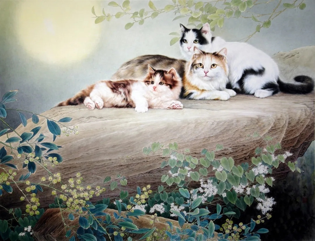 邢诚爱工笔画猫的图片,邢诚爱工笔画猫兔子高清大图