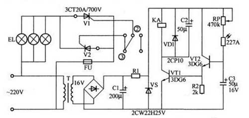 光控电路电路图,光控开关加接触器控制原理图