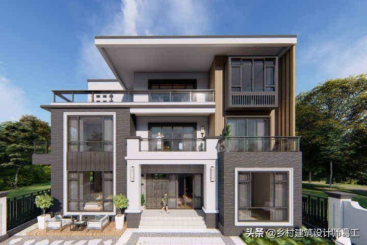 西向现代风三层别墅,现代风2间三层带院子别墅