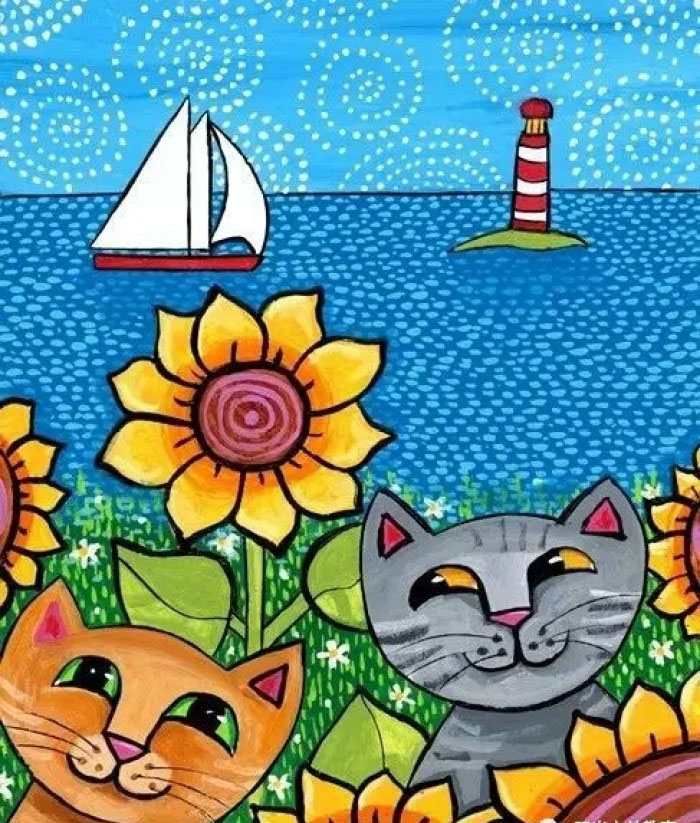 儿童创意水粉画作品,6-12岁幼儿创意水粉教程入门