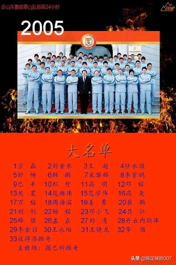 2005年山东鲁能泰山队队员,2004年鲁能泰山赛程