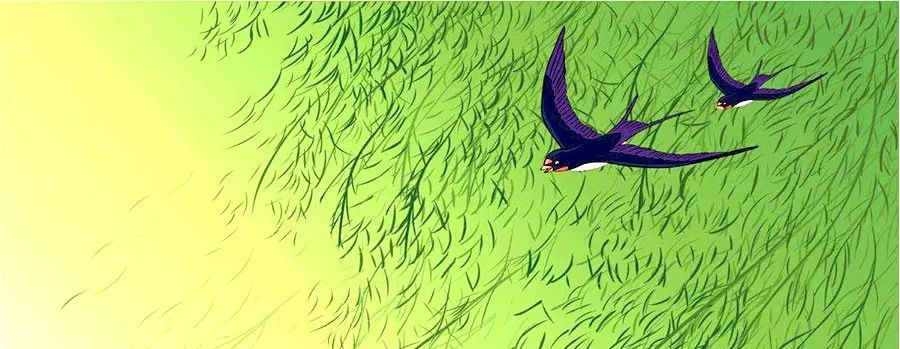 创意儿童画花丛中飞舞的蝴蝶,花丛中飞来一只燕子儿童画