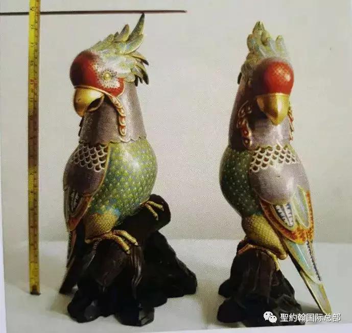 乾隆年官窑铜胎掐丝珐琅彩图文,乾隆铜胎掐丝珐琅彩鸟摆件