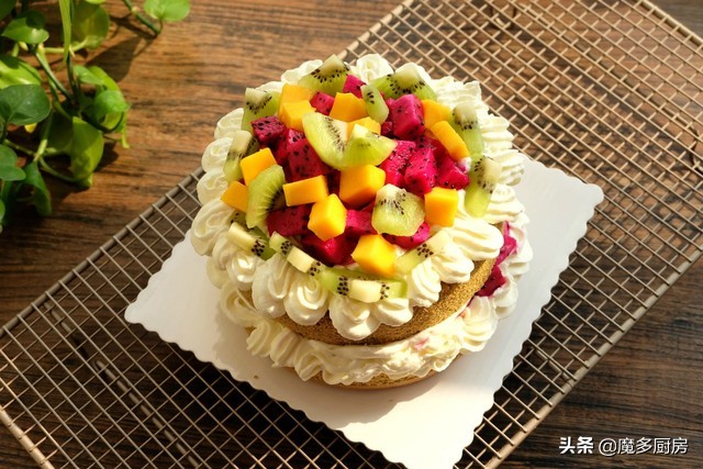 不加蛋糕胚的水果奶油蛋糕做法,8寸戚风奶油蛋糕做法不塌陷