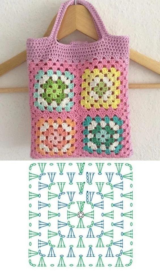 日本高级钩针祖母方格花片图解,祖母方格钩针教程值得学