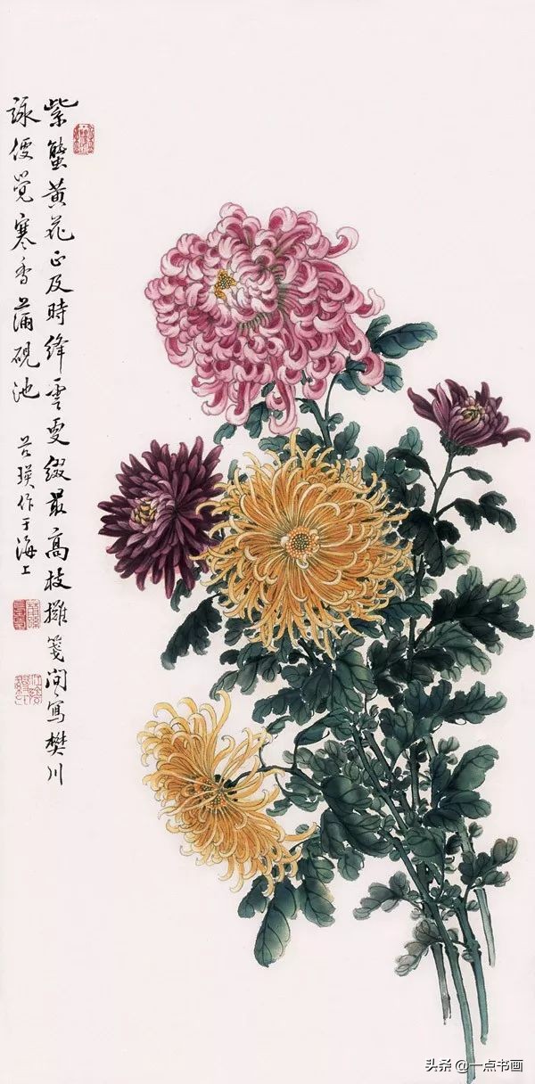 缪谷瑛菊花国画作品专辑,缪谷瑛菊花画法